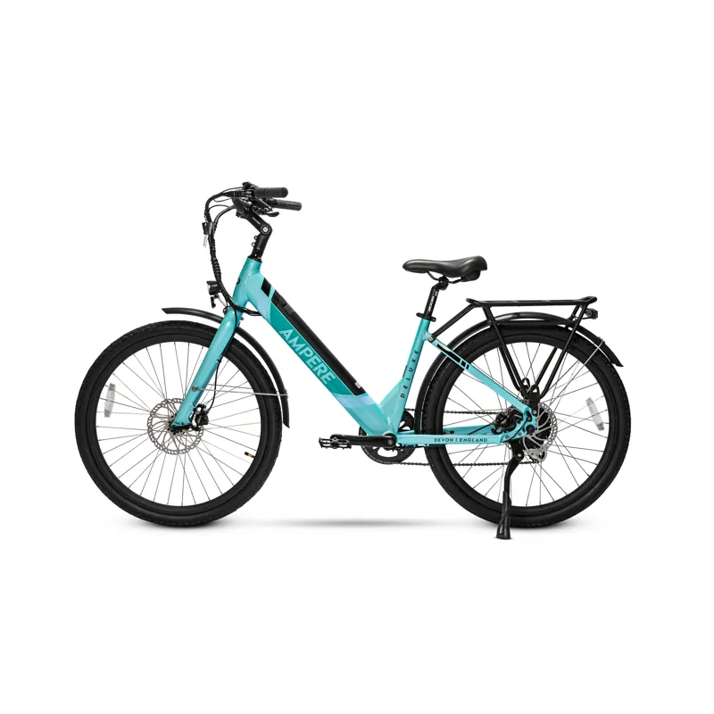 Ampere Deluxe Step Through 26 Inch Wheel Electric Bike Blue-1